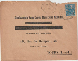 4396 Enveloppe 1928 Cachet Hexagonal Saint Cyr En Bourg Jeanne D'arc Mercier Tours - 1921-1960: Période Moderne