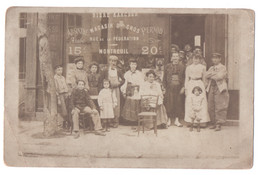 2 CARTES PHOTOS DE 1905 : CAFE - MAISON " HOUY " - MAGASIN DE GROS RUE DE LA FEDERATION MONTREUIL - BIERE KARCHER -4 R/V - Te Identificeren