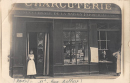 CPA 75 PARIS XIe CARTE PHOTO CHARCUTERIE SUCCURSALE DE LA MAISON PERRIER AUJA - Distrito: 11