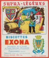 Buvard BISCOTTES EXONA 91 ESSONNES (CORBEIL) Essonne - Province Blason Costume Costumes BOURGOGNE Vin - Biscottes