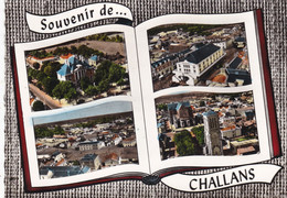 95. CHALLANS. CPSM. MULTIVUES FAÇON LIVRE. 4 VUES  " SOUVENIR DE CHALLANS " . - Challans