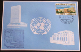 UNO GENF 1975 Mi-Nr. 27 Blaue Karte - Blue Card Mit Erinnerungsstempel WIEN - Cartas & Documentos