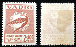 Brazil Year 1934 Varig Airmail Company Stamp V-51 Stylized Icarus 2,000 Reis Unused With Gum (catalog US$ 65) - Airmail (Private Companies)