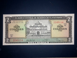 UNC El Salvador Banknote P124a ( 06/24/1976) 2 Colones - El Salvador