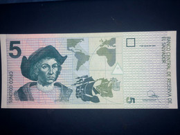 UNC El Salvador Banknote P147 ( 04/18/1997) 5 Colones - El Salvador