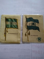 Nicaragua..uruguay.silk.seide Seda Cigarette Cards Unbacked Flags.early 1900 Best Cond.no Postcards 2 Flags . - Nicaragua