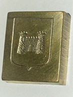 ANCIENNE MATRICE BRONZE IMPRIMERIE EAU FORTE BLASON CHATEAU ANGOULEME Collection - Stempel & Siegel