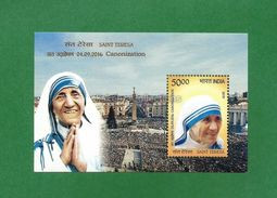 INDIA 2016 INDE INDIEN - MOTHER TERESA Canonization To SAINT MNH ** Miniature Sheet - As Scan - Madre Teresa