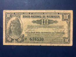 F Banknote Nicaragua P79 1938 10 Ctvs. - Nicaragua