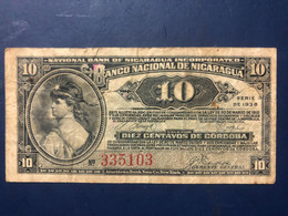 VG Banknote Nicaragua P87a 1938 10 Ctvs. - Nicaragua