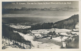 St Cergue Vue Sur Les Alpes Le Mont Blanc Et Dents Du Midi Real Photo Cachet Train Ambulant Morez - Saint-Cergue