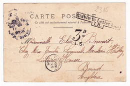 Carte Postale 1905 Paris Saint Denis Les Alpes Semeuse Lignée 10 Centimes Pour Chipping Barnet Angleterre Cochon Pig - 1903-60 Sower - Ligned