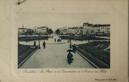 Bruxelles // LA Place De La Constitution Et L'avenue Du Midi (animee) 1909 Rare - Plazas