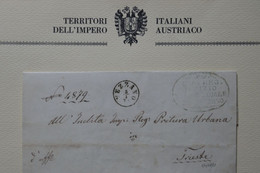 X12 ITALIE BELLE LETTRE RARE COURRIER OFFICIEL  1873 TRENTINO VEZZANO  POUR TRIESTE + C  CIRE ARMORIEE+ AFF. PLAISANT - Covers & Documents