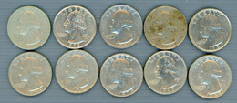 °°° Usa N. 434 - Lotto Di 10 Quarter Dollar Varie Date Circolate °°° - Lotti