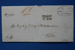 X12 ITALIE BELLE LETTRE RARE COURRIER OFFICIEL   1851 TRENTINO POUR FONDO + AFFRANCHISSEMENT PLAISANT - Non Classificati