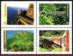 Ref. BR-V2016-12 BRAZIL 2016 RAILWAYS, TRAINS, SERRA DO MAR PARANAENSE, RAILWAY, BRIDGES, SET MNH 4V - Treni