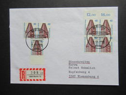 Berlin Sehenswürdigkeiten Nr.816 (7) MeF 1x 4er Block Vom Oberrand Und 1x Waag. Paar Einschreiben Berlin - Vienenburg - Storia Postale