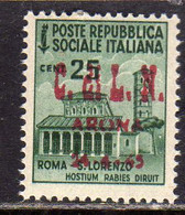 ITALY ITALIA 1945 CLN ARONA MONUMENTS DESTROYED RED OVERPRINTED MONUMENTI DISTRUTTI SOPRASTAMPA ROSSA CENT. 25c MNH - Comite De Liberación Nacional (CLN)