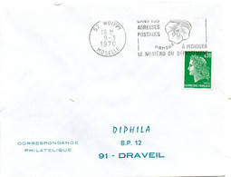 MOSELLE  - Dépt N° 57 = WOIPPY 1970 = FLAMME à DROITE = SECAP Multiple ' PENSEZ à INDIQUER ' = Pensée N° 2 - Código Postal