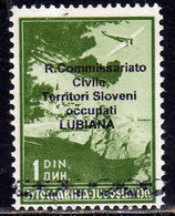 LUBIANA LJUBLJANA 1941 POSTA AEREA AIR MAIL SURCHARGED SOPRASTAMPATO R. COMMISSARIATO 1d MNH - Ljubljana