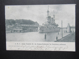 1904 Soldatenkarte An Einen Sergeant S.M.S. Kaiser Friedrich III Die Straßen Drehbrücke Bei Rendsbrurg Passierend - Guerre