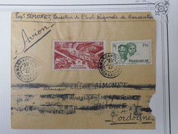 X15 MADAGASCAR  BELLE LETTRE RECOM.  1947 MARDANSETRA POUR  RIBERAC FRANCE + PAIRE T.P+ AFFRANCHISSEMENT INTERESSANT - Briefe U. Dokumente