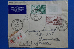 X15  AGERIE BELLE LETTRE RECOM.  1949   ORAN    POUR  TANARIVE MADAGASCAR+ + AFFRANCHISSEMENT INTERESSANT - Aéreo