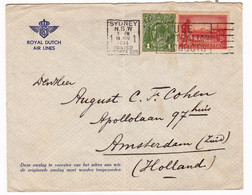 Sydney 1934 Australie Australia Royal Dutch Air Lines Airways Amsterdam Holland K.L.M. Liner " Uiver " P.H.A.J.U. - Lettres & Documents