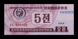 Corea Del Norte North Korea 5 Chon 1988 Pick 24(2) Red Serial SC UNC - Korea, Noord