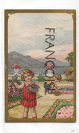 Couple D'enfants. Fleurs, Jardin à La Française  Signée Castelli. 1932 - Castelli