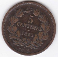 Luxembourg 5 Centimes 1855 A Paris, Guillaume III, En Bronze , KM# 22 - Lussemburgo