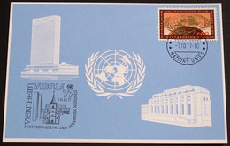 UNO GENF 1977 Mi-Nr. 55 Blaue Karte - Blue Card Mit Erinnerungsstempel VIERNHEIM - Cartas & Documentos