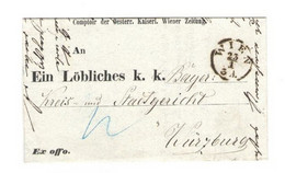 Brief 1855, Stempel Wien Österreich N. Würzburg Vorphila Österr Kaiserl Wiener Zeitung - Covers & Documents