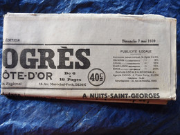 1939  LE PROGRES  :La Fin Douloureuse De LAMARTINE ; 28e Chapitre Des Chevaliers Du Tastevin à Nuits-Saint-Georges ;etc - Allgemeine Literatur