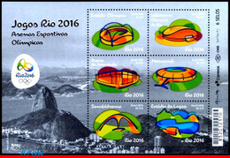 Ref. BR-V2016-13-1 BRAZIL 2016 SPORTS, OLYMPIC GAMES, RIO 2016,, ARENAS, STADIUMS, UPAEP, MINI SHEET MNH 6V - Sommer 2016: Rio De Janeiro