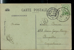 CP (Domaine Royal) Obl. LALKEN - 11 -  ( Relais - étoiles)  Du 11/08/19?? - Fortune Cancels (1919)