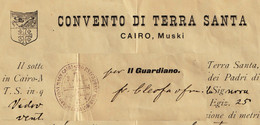 Egypt - 1916 - Rare Document - Convent Of The Holy Land - Muski, Cairo - 1915-1921 Protettorato Britannico