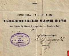 Egypt - 1922 - Rare Document - The Parish - Massionariorum Society Of African Mission - Cartas