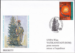 UNO WIEN 2000 Sonderflugpost Weihnachten 2000 Wien - Vatikanstadt Brief - Storia Postale