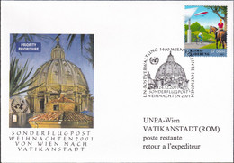 UNO WIEN 2001 Sonderflugpost Weihnachten 2001 Wien - Vatikanstadt Brief - Covers & Documents