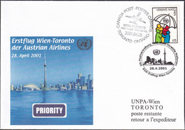 UNO WIEN 2001 Erstflug Wien - Toronto Brief - Lettres & Documents