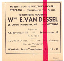 Orig. Knipsel Coupure Tijdschrift - Pub Reclame - Ostende Oostende - Teinturerie Wwe E. Van Dessel - 1946 - Non Classés