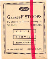 Orig. Knipsel Coupure Tijdschrift - Pub Reclame - Oostende - Ford Garage F. Stoops - 1946 - Non Classés