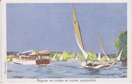 Illustration L. HAFFNER -  REGATE EN RIVIERE ET CRUISER AUTOMOBILE - - NAVIRE BATEAU - Haffner