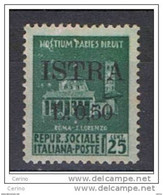 ISTRIA - OCCUPAZ. JUGOSLAVA:  1945  SOPRASTAMPATO  -  50/25 C. VERDE  N. -  SASS. 23 - Yugoslavian Occ.: Istria