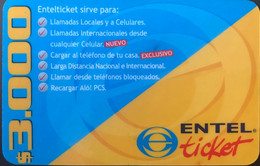 CHILI  -  Recharge  -  ENTEL Ticket  -  $ 3.000 - Cile