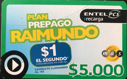 CHILI  -  Recharge  -  ENTEL PCS -  Plan Prepago Raimundo  -  $ 5;000 - Chile