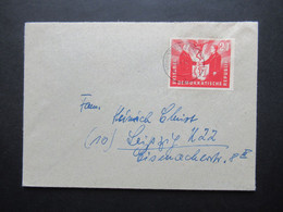 DDR 1951 Nr.284 EF Deutsch-Polnische Freundschaft Tagesstempel Hohenstein - Ernstthal Nach Leipzig - Cartas & Documentos