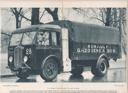 GF-21: 431 : IMAGE PEDAGOGIQUE. CAMION RENAULT FONCTIONNANT AU GAZ DE BOIS. GAZOGENE. AU DOS AUTOCAR - Camion